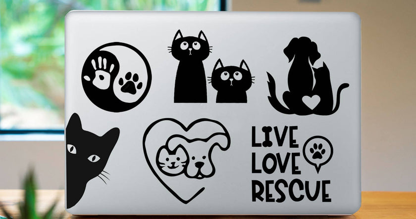 Peeking Cat Vinyl Laptop Sticker Black