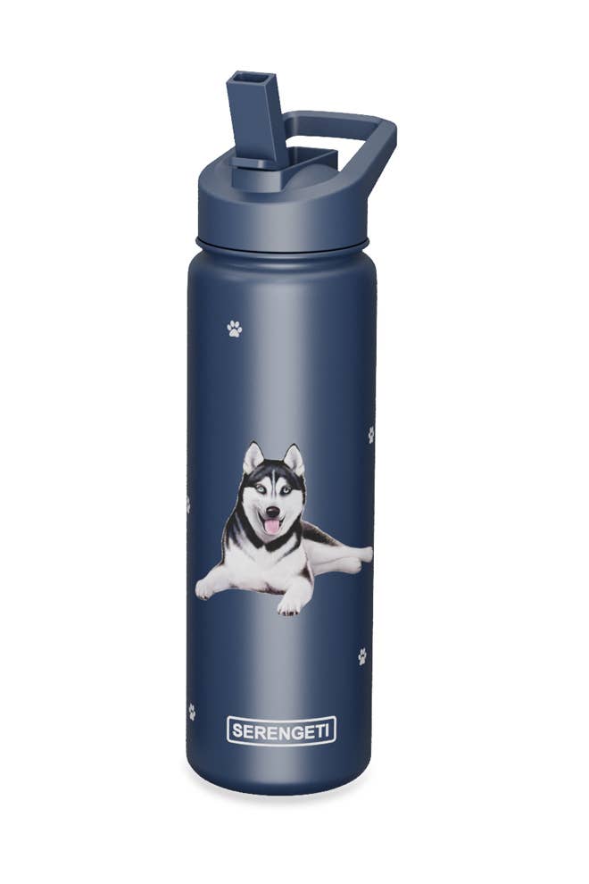 Siberian Husky Stainless Steel Water Bottle 24 Oz. Serengeti