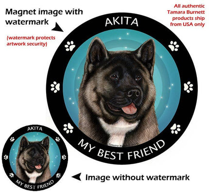 Akita Silver My Best Friend Circular Magnet