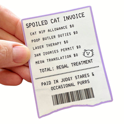 Cute Cat Mom Sticker - Spoiled Cat Receipt
