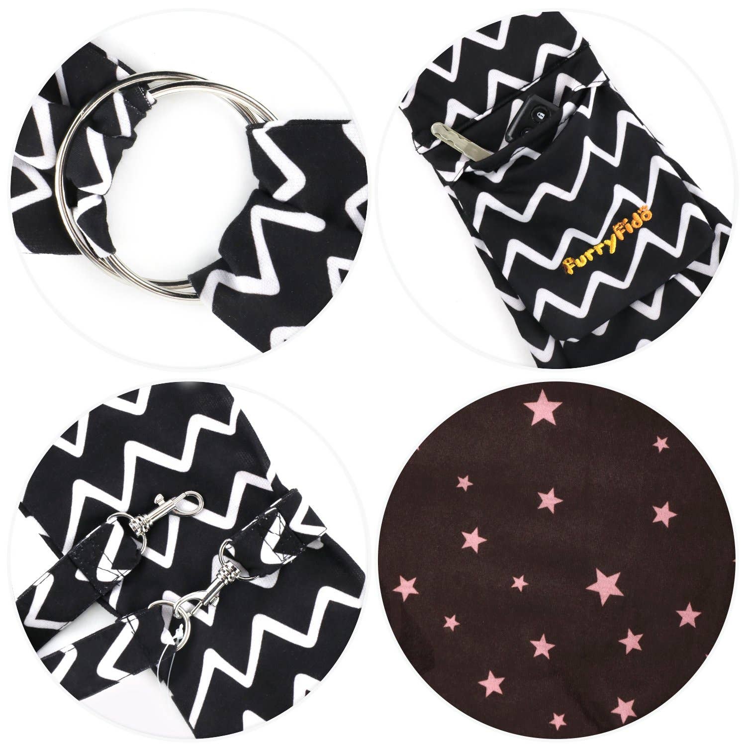 Furry Fido Chevron Black Adjustable Pocket Pet Sling