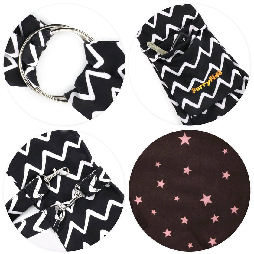Furry Fido Chevron Black Adjustable Pocket Pet Sling