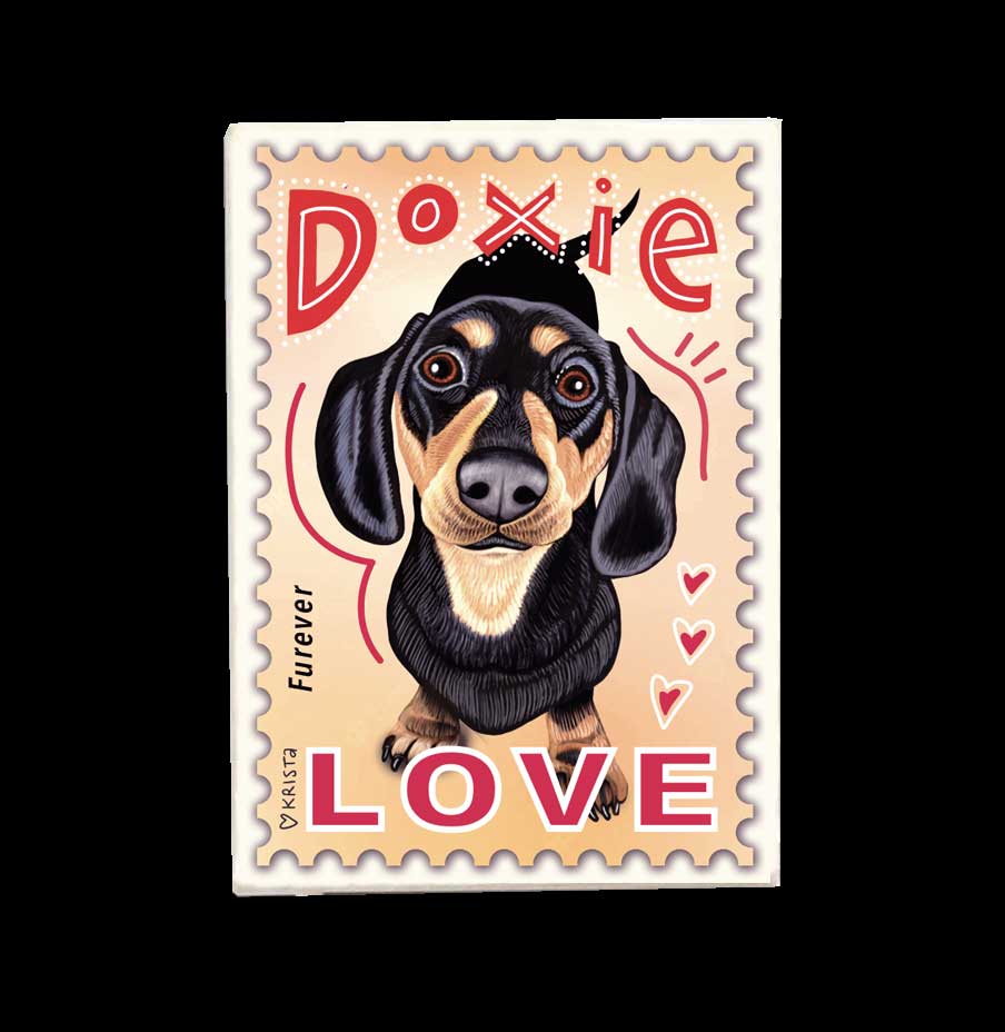 Dachshund Black & Tan LOVE Stamp Magnet