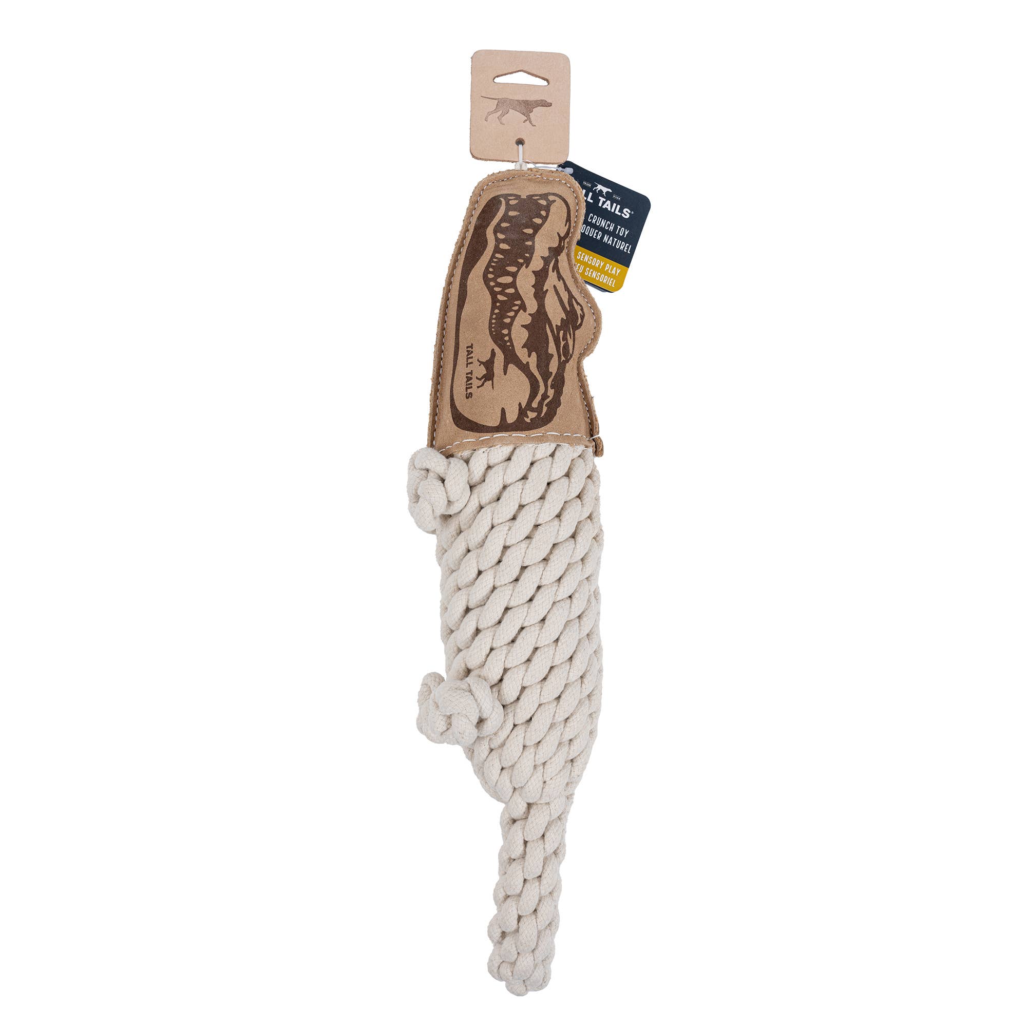 Dog Toy Crocodile Natural Leather Crunch Rope Toy