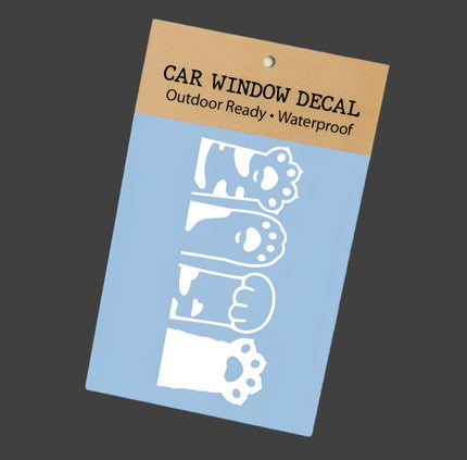 Cat Paws & Claws White Car Window Sticker Decal