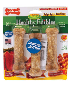 Nylabone Healthy Edibles All-Natural Long Lasting Chew Treats Variety Pack 3 count Up To 25 lb