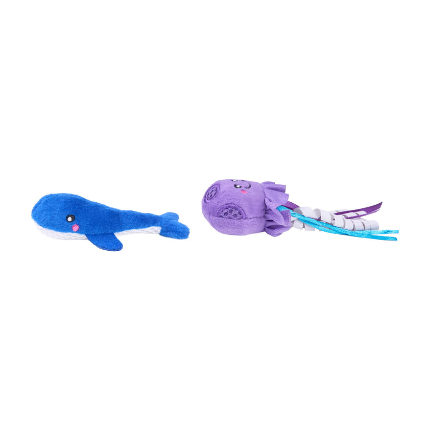 Cat Toy Mesh Mates 2-Pack - Jellyfish and Whale
