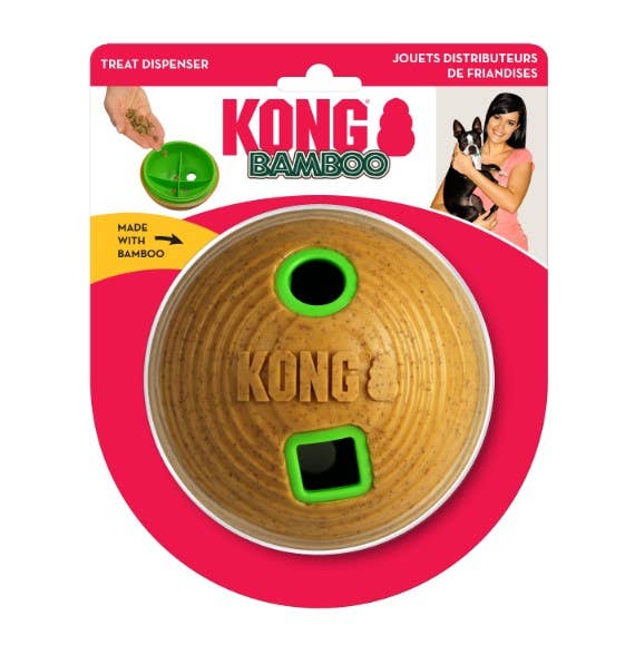 Dog Toy Treat Ball KONG® Bamboo Feeder Ball Dog Enrichment Toy Medium