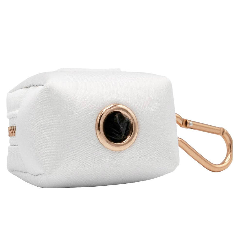 Dog Waste Bag Holder White Pup of Honor With Clasp