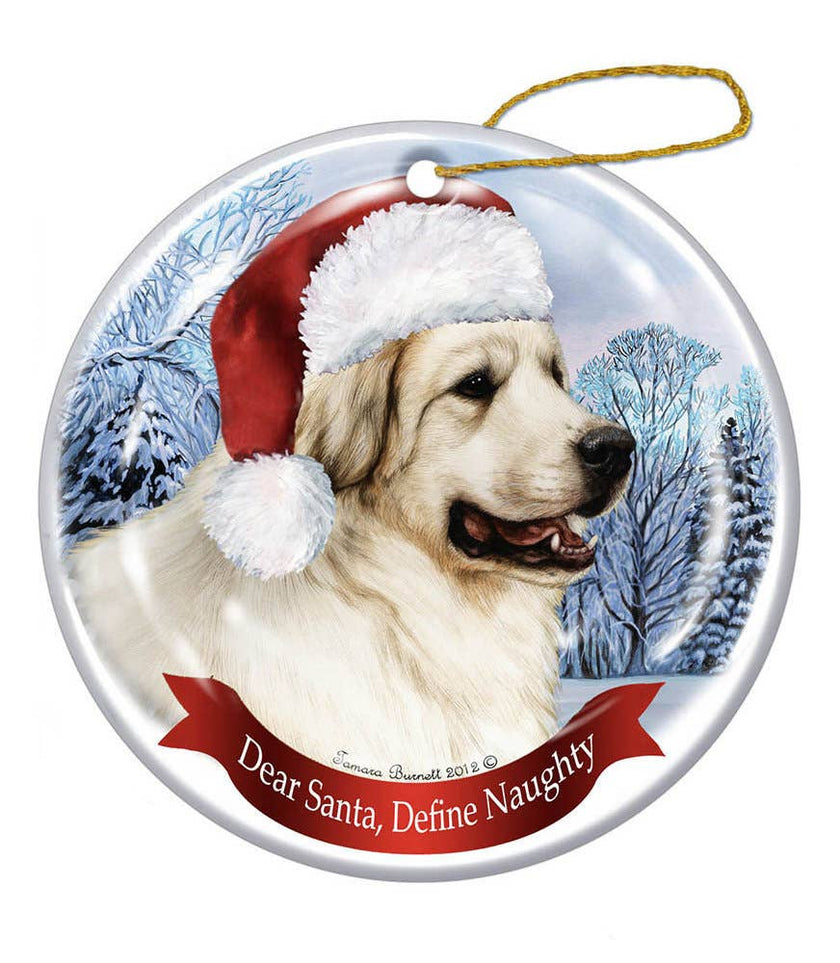 Great Pyrenese Santa Hat Dog Porcelain  Ornament