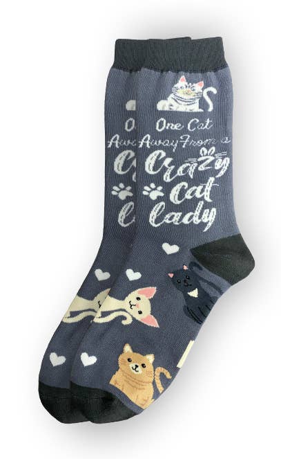Crazy Cat Lady - Fun Novelty Dog Socks - Unisex