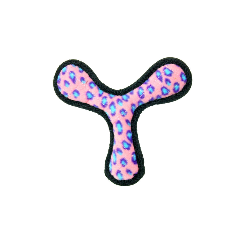 Tuffy Jr Boomerang - Pink Leopard, Durable, Squeaky Dog Toy