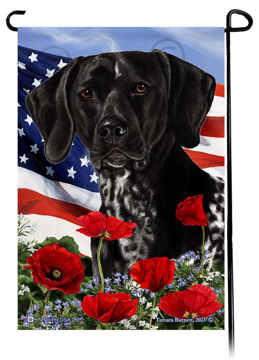 German Shorthaired Pointer Black Roan - Patriotic Flowers...