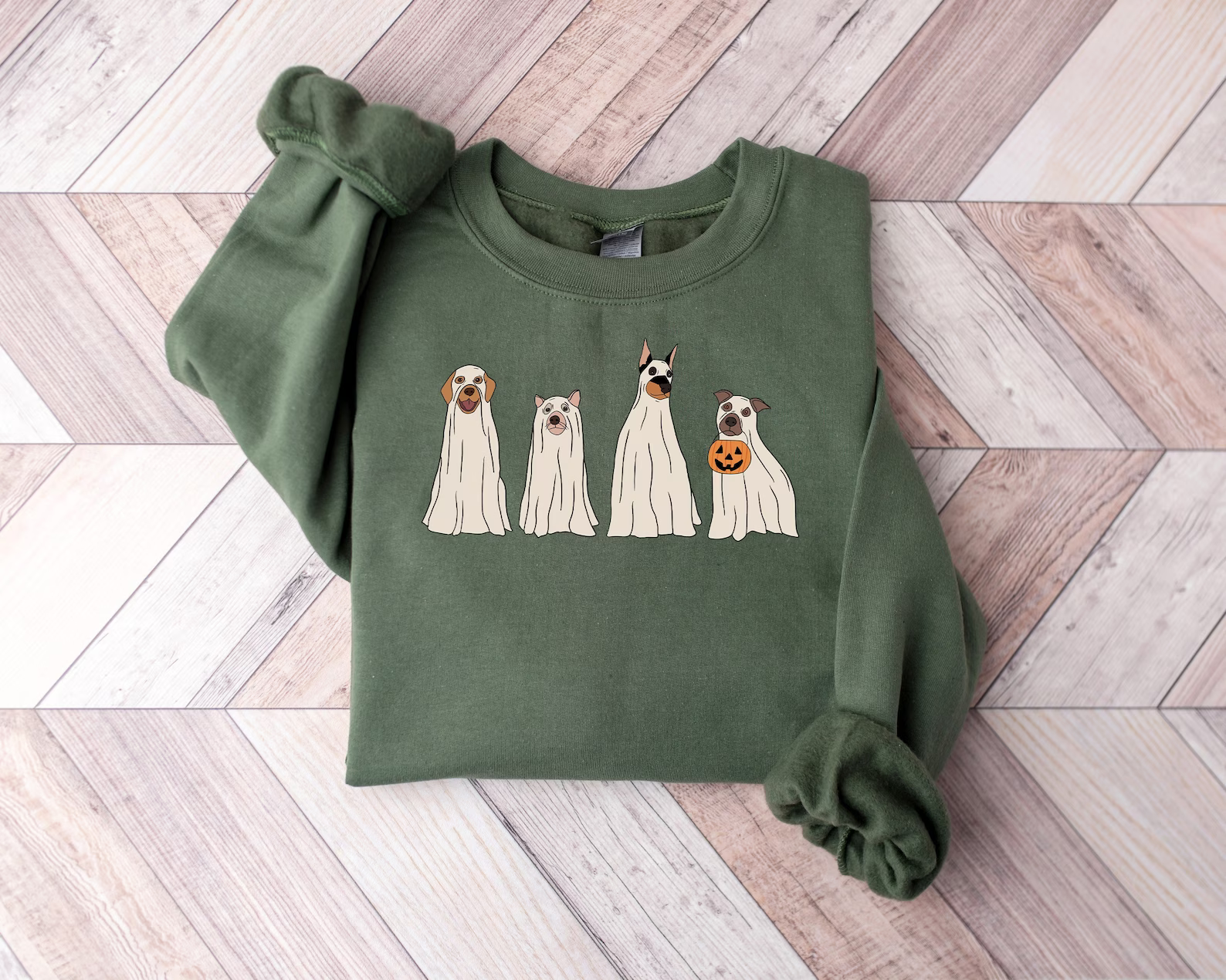 Halloween Ghost Dogs Puppies Fall Autumn Sweatshirt