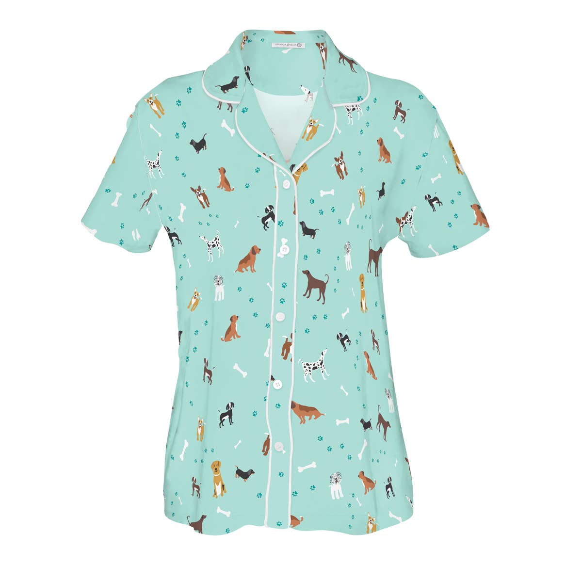 Pajama Top Dog Bark At The Park Pajama Top Blue Puppy Dog PJs