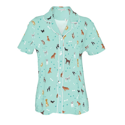 Pajama Top Dog Bark At The Park Pajama Top Blue Puppy Dog PJs