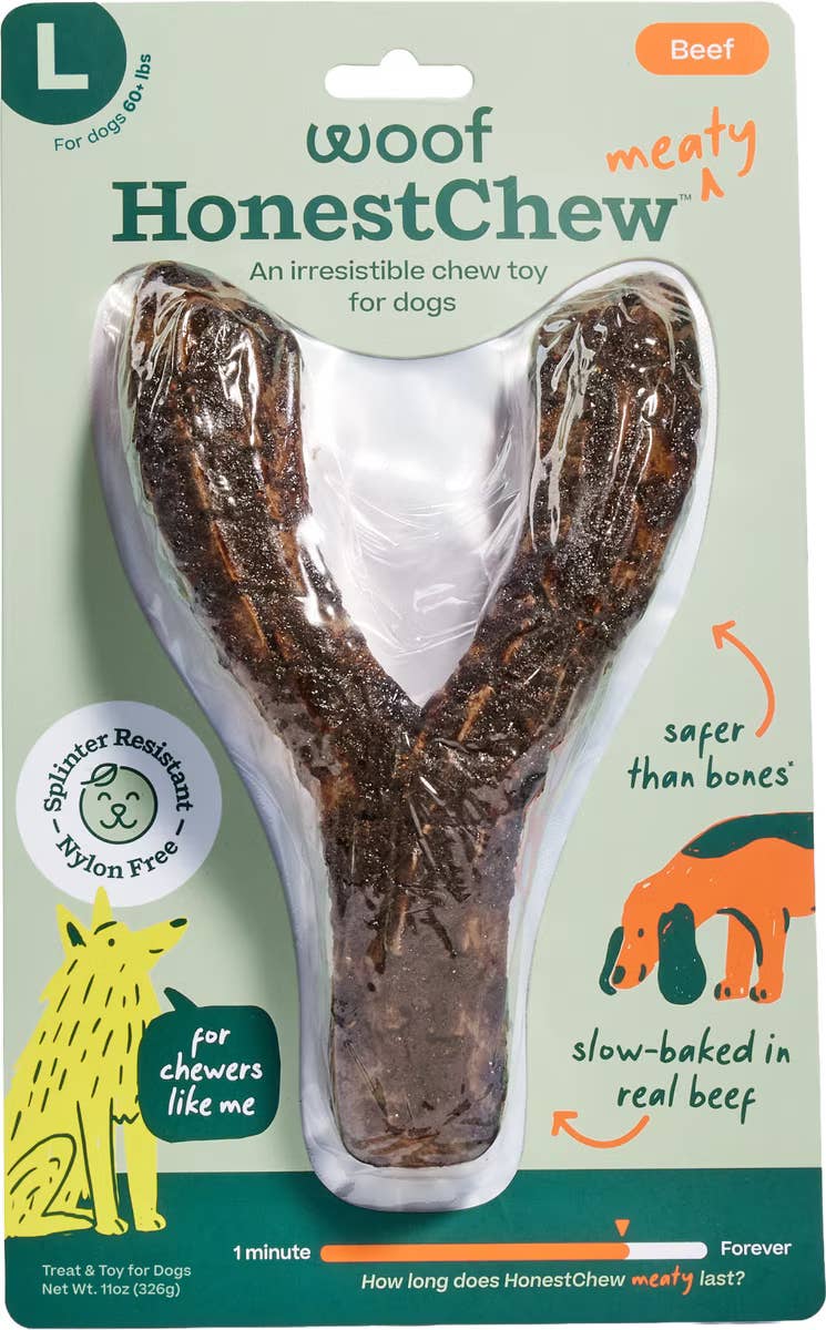 Dog Toy Beef WOOF HonestChew Meaty YGnawt Dog Chew Toy