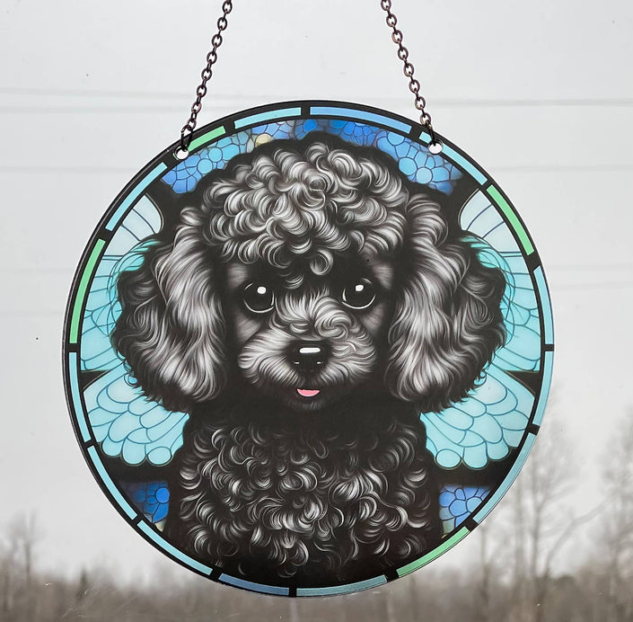 Toy Poodle Suncatcher with Chain