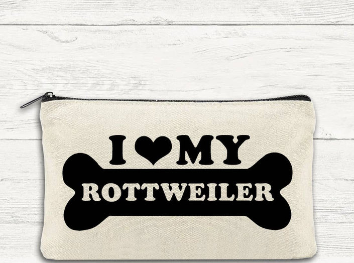 I Love My Rottweiler Canvas Multi-Use Zipper Bag