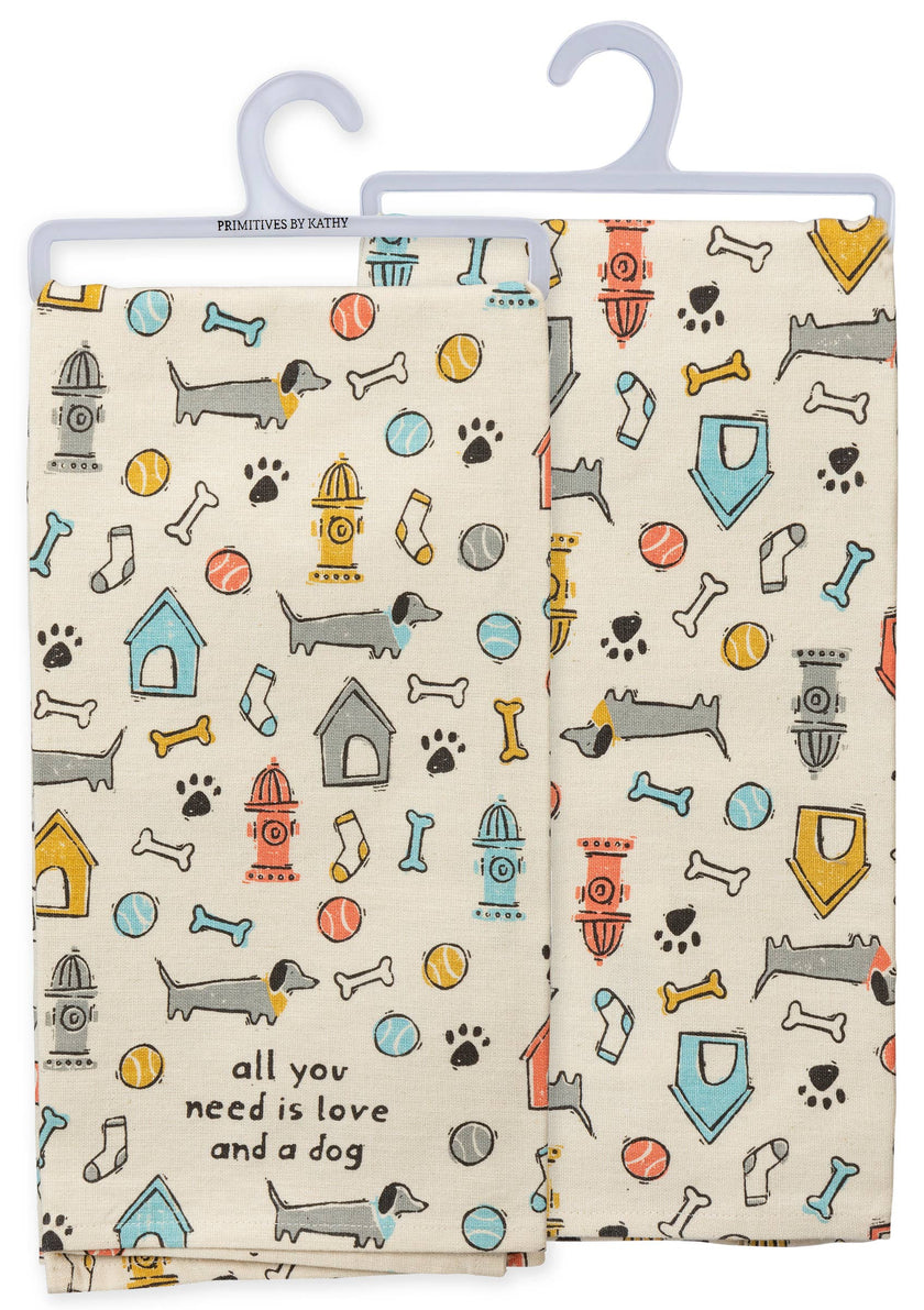 Love And A Dog Kitchen Towel