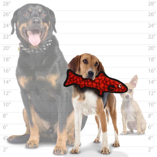 Tuffy Ocean Trout - Red, Durable, Tough, Squeaky Dog Toy