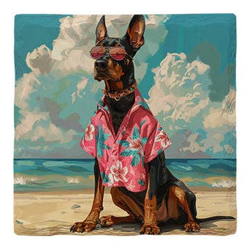 Doberman Beach Dog | Drink Coaster