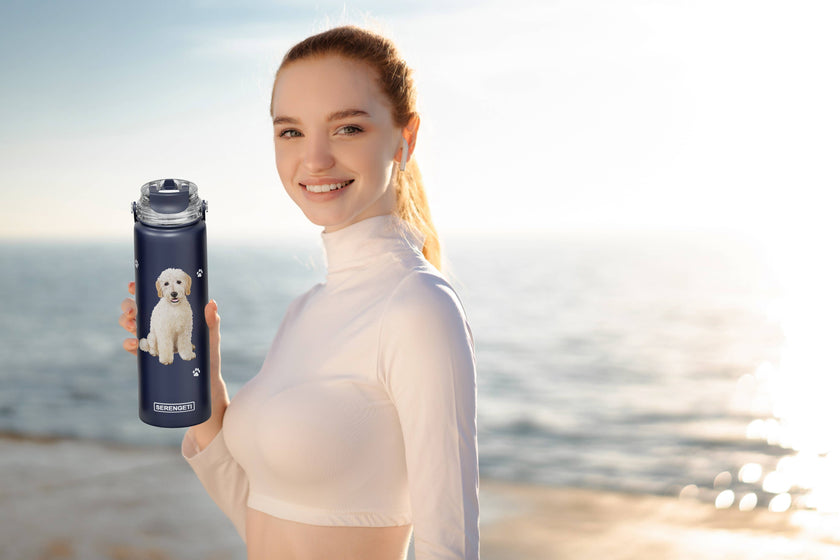 Goldendoodle Stainless Steel Water Bottle 24 Oz. Serengeti