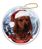 Coonhound (Redbone) Santa Hat Dog Porcelain  Ornament