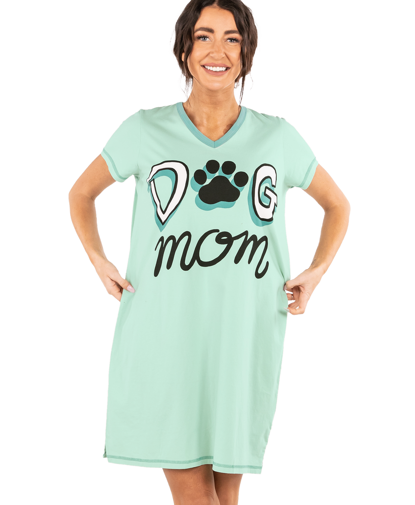PJ Nightgown Dog Mom V-Neck Nightshirt