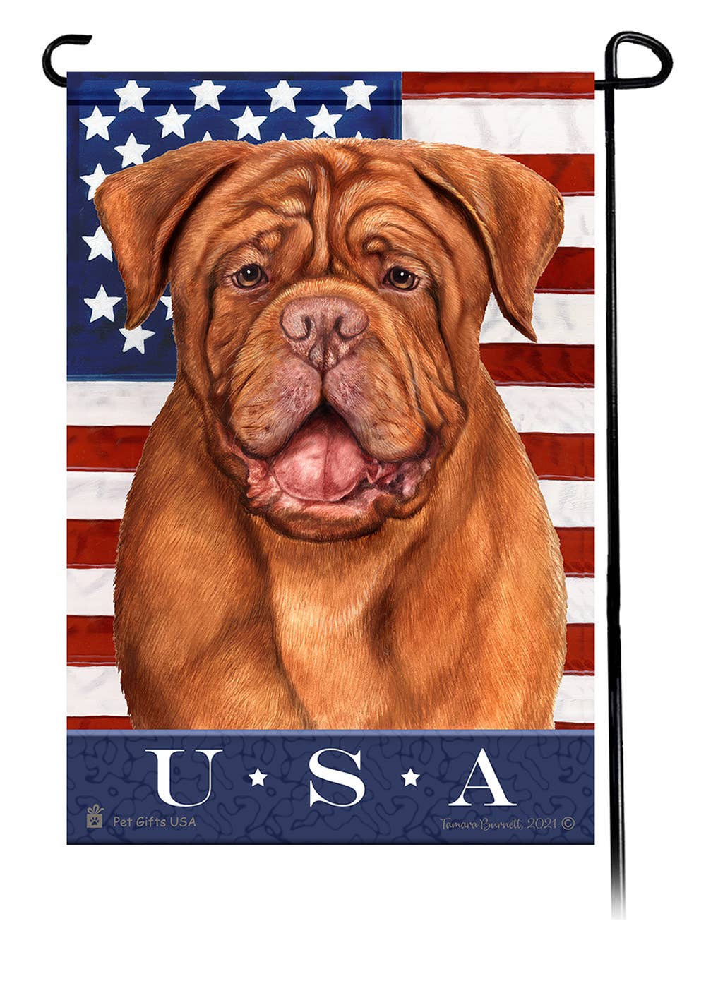 This Dogue De Bordeaux USA American Garden Flag is a testament to the beauty of your favorite breed and the American Flag.