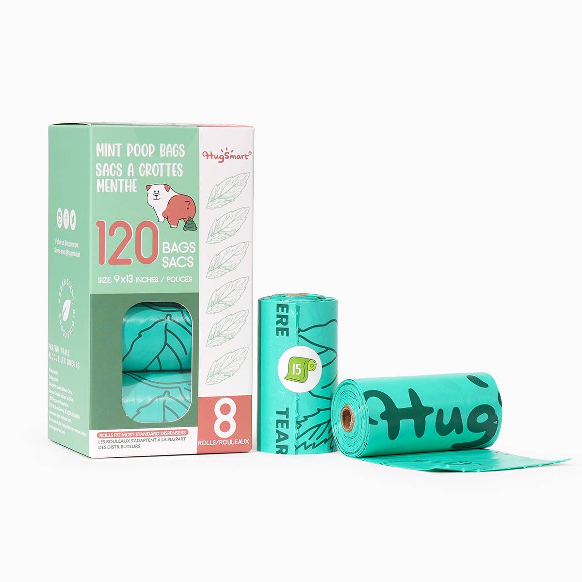 Pet Waste Bag Mint Scent Poop Bags 8pack Set