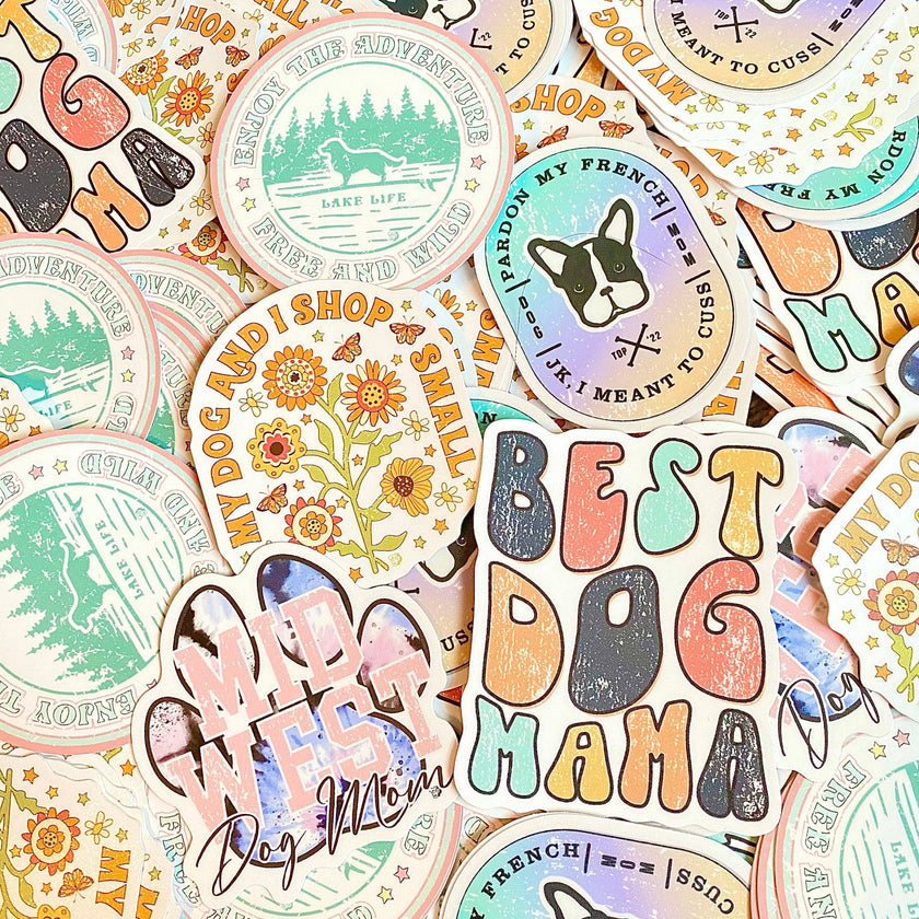 My Dog & I Shop Small Retro Sticker Vinyl Decal