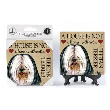 Tibetan Terrier (White & Black) - A House Is Not A Home Coaster