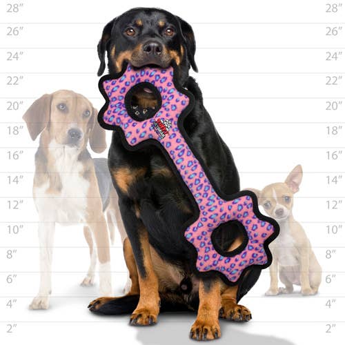 Tuffy Ultimate Tug-O-Gear - Pink Leopard, Squeaky Dog Toy
