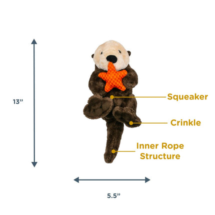 Dog Toy Otter Holding Orange Starfish Rope Body Toy