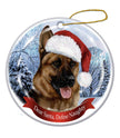 German Shepherd Santa Hat Dog Porcelain  Ornament