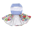 Blue & White Pastel Pearls Floral Dog Dress W/Matching Leash