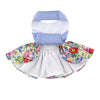 Blue & White Pastel Pearls Floral Dog Dress W/Matching Leash