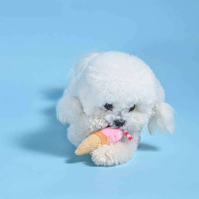 Dog Toy Cool Pup Ice Cream Ice Pop Food Party Plush Toy Set