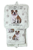 Bulldog, oven mitt set