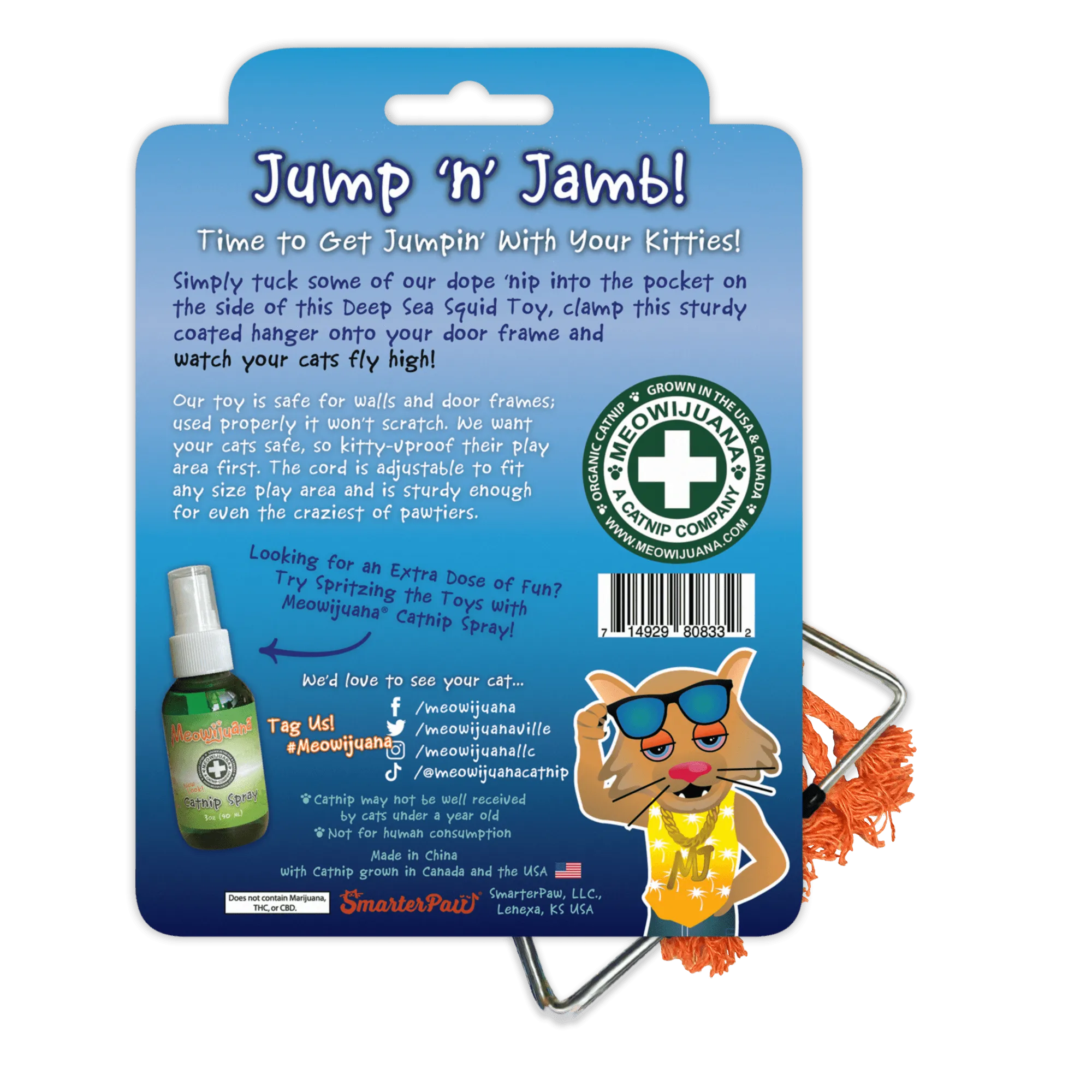 Meowijuana® Jump 'n' Jamb Deep Sea Squid Interactive Cat Toy