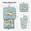 Labrador, yellow, oven mitt set
