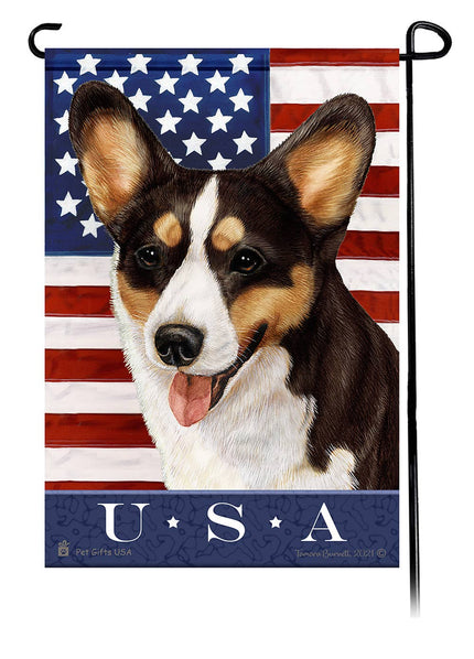 Corgi Cardigan Tri Color Patriotic Garden Flag