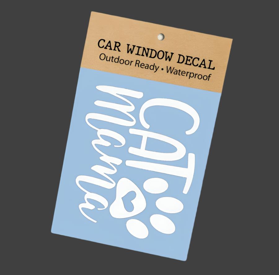 Cat Mama White Car Window Vinyl Sticker Decal