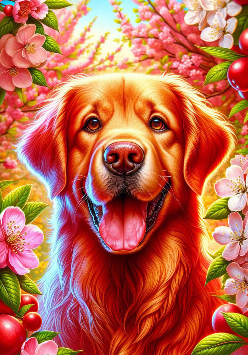 Golden Retriever Red Colorful Spring Large House Flag
