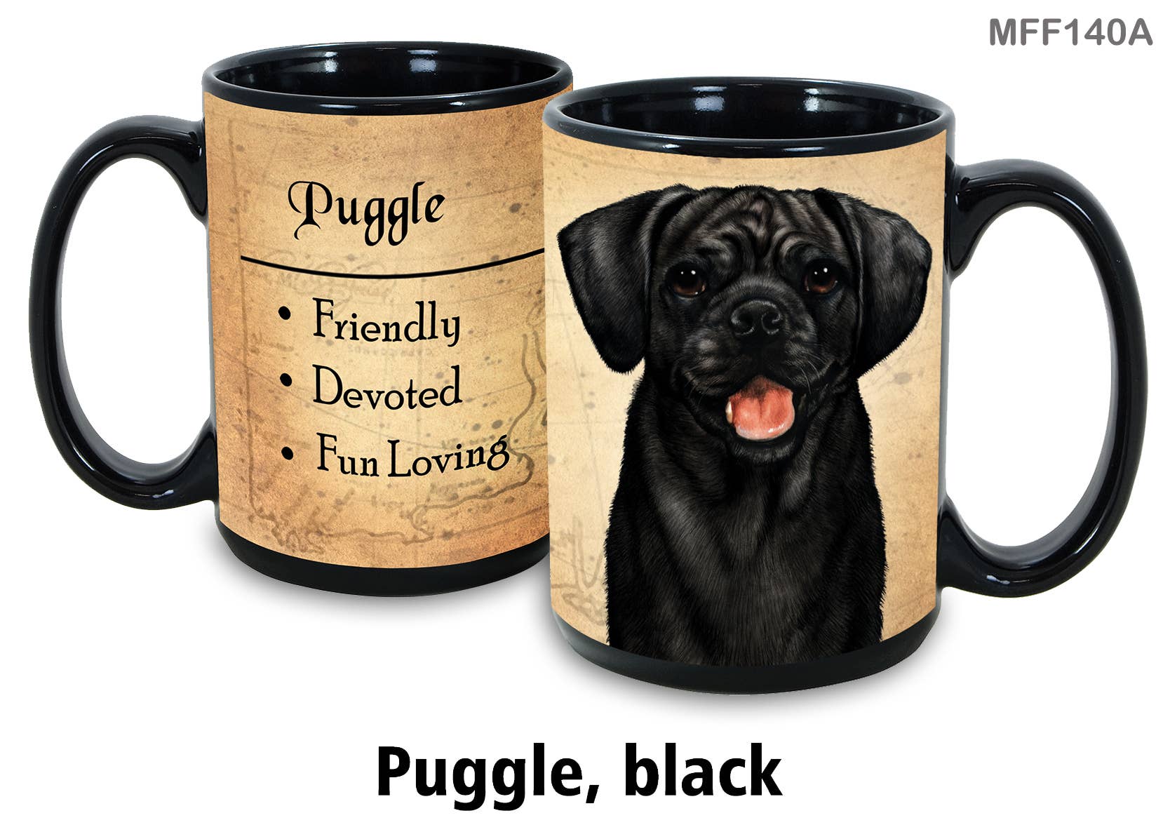 Puggle Black Mug Coffee Cup