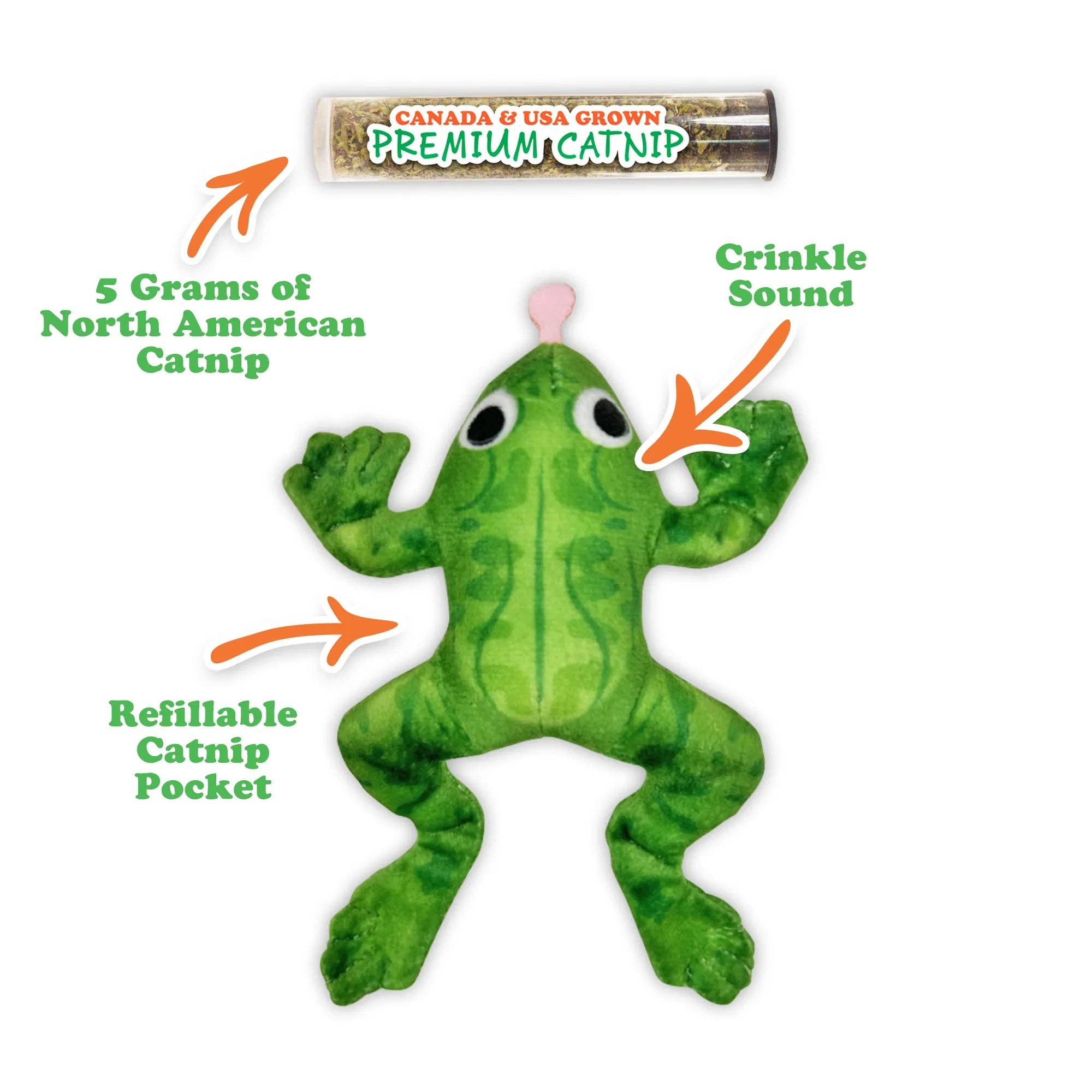 Meowijuana® Get Sprung Frog Refillable Cat Toy