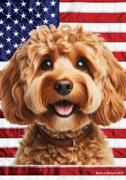 Cockapoo Red Patriotic III Garden Flag