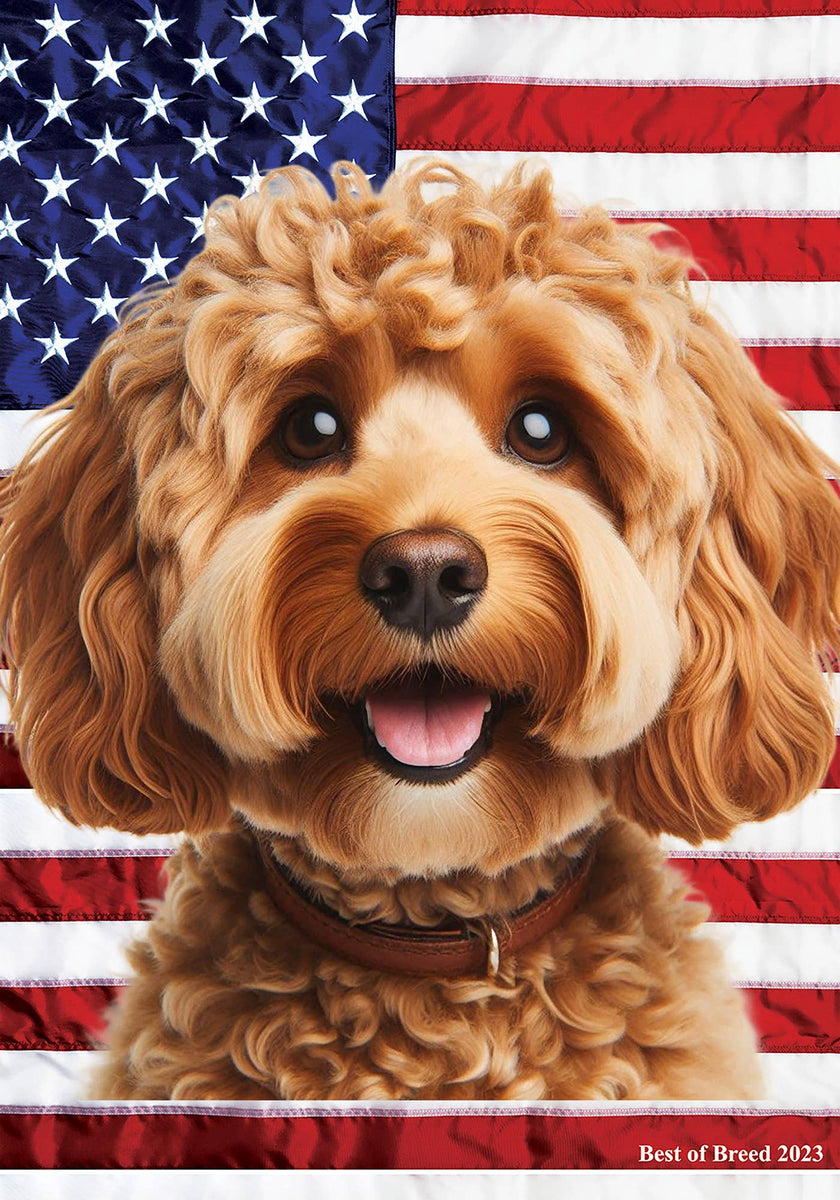 Cockapoo Red Patriotic III Garden Flag