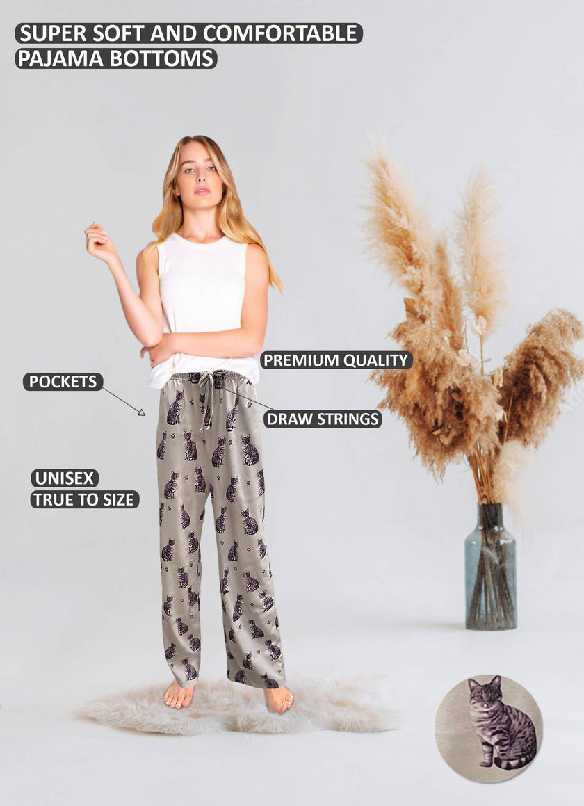 Silver Tabby Cat Pajama Bottoms